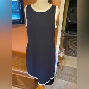 Talbots Navy Blue Dress with White Trim